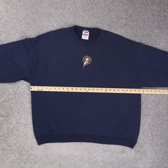 VTG 90s Native American Embroidered 2XL Blue Long Sleeve Pullover Sweatshirt - Picture 4 of 10